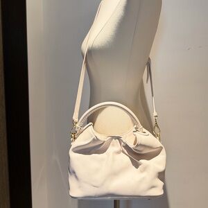 Soft Cream Leather Shoulder Bag with Top Handle
